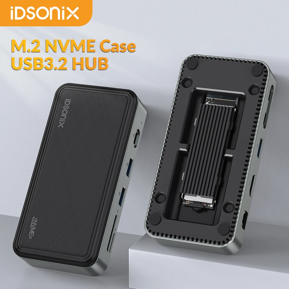 Док-станция IDSONIX с M.2 NVMe, USB C, 10 Гбит/с, HDMI, 4K, 1000 м