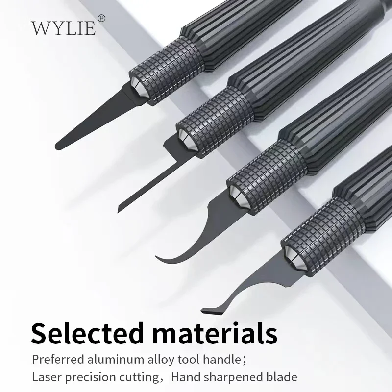 WYLIE WL-365 4 IN 1 Multifunctional Knife Hand Polished Ultra Thin Blade Set Phone Motherboard Glue Removal IC CPU Prying Tool