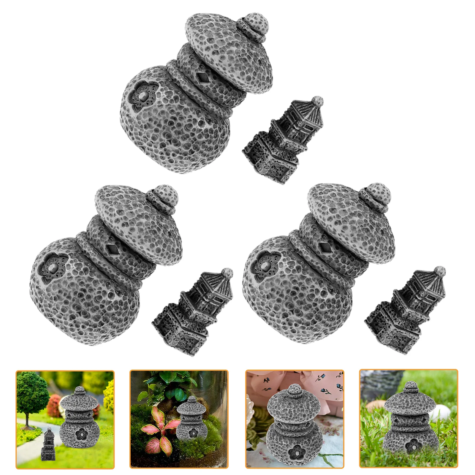 

1 Set of Resin Stove Statue Bonsai Landscape Decor Mini Landscape Pagoda Decoration