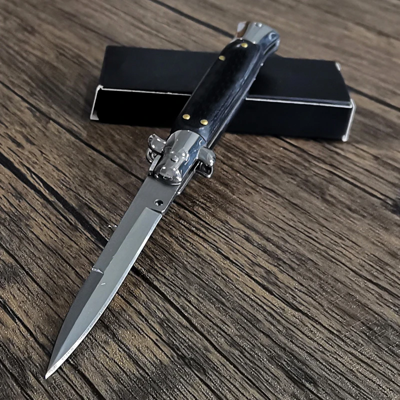 

8.98'' Damascus Quick Folding Blade Knife 440C Steel Woood Handle Pocket Folding Knife Camping Hunting Survival Knives EDC tool