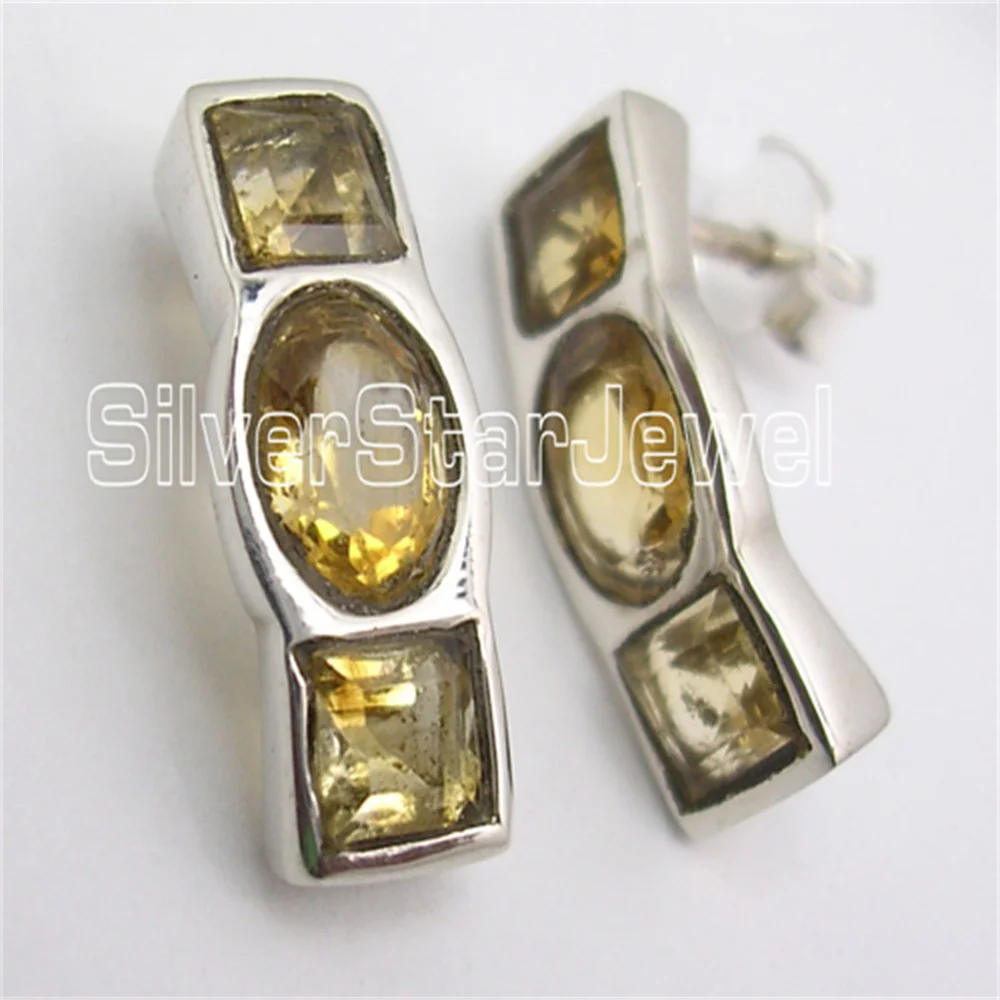 

Many Color Semi-precious Stone Smoky Earrings 0.7" 3 cubic