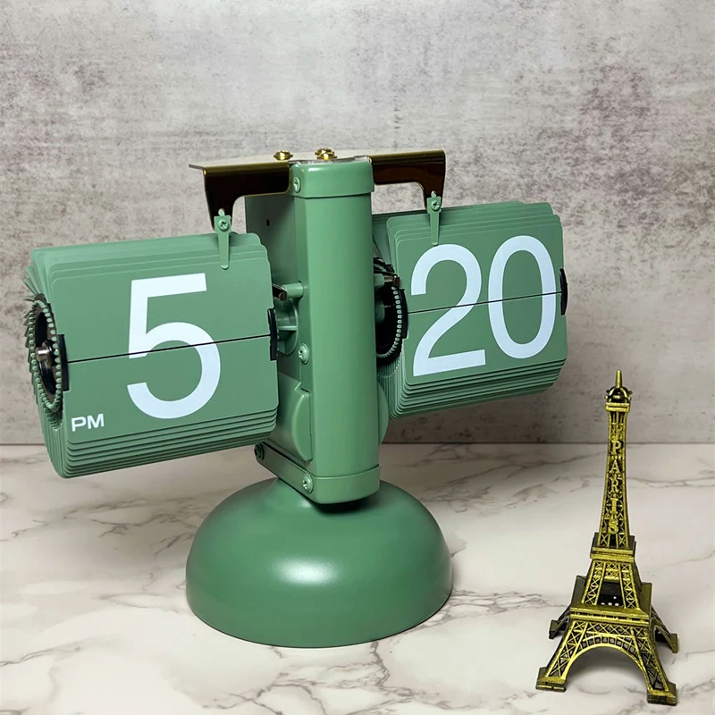 Vintage Automatic Flip Page Clock Page Turning Quartz Time Clocks Decor For Home living room Office Desktop Decoration