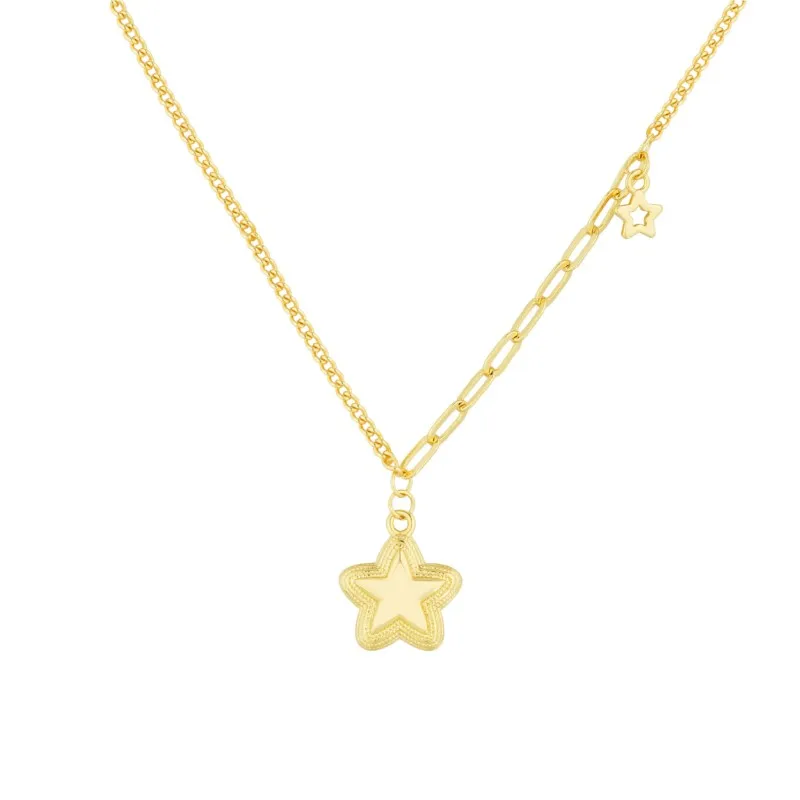 14K Gold Plated Star Shape Necklace for Women Elegant Adorable Luckly Star Chain Neck Decotraion Choker Jewelry Best Gift