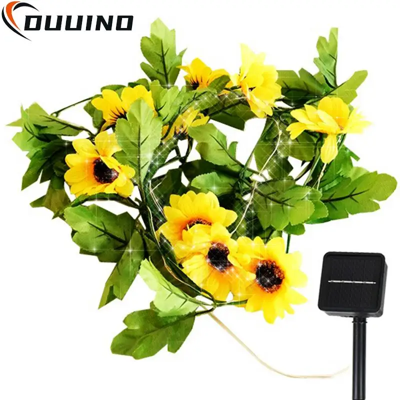 Solar Lights Fairy Sunflower Maple Leaf 10M Waterproof Outdoor Garland Solar Lamp for Garden Decoration Wedding Party Christmas