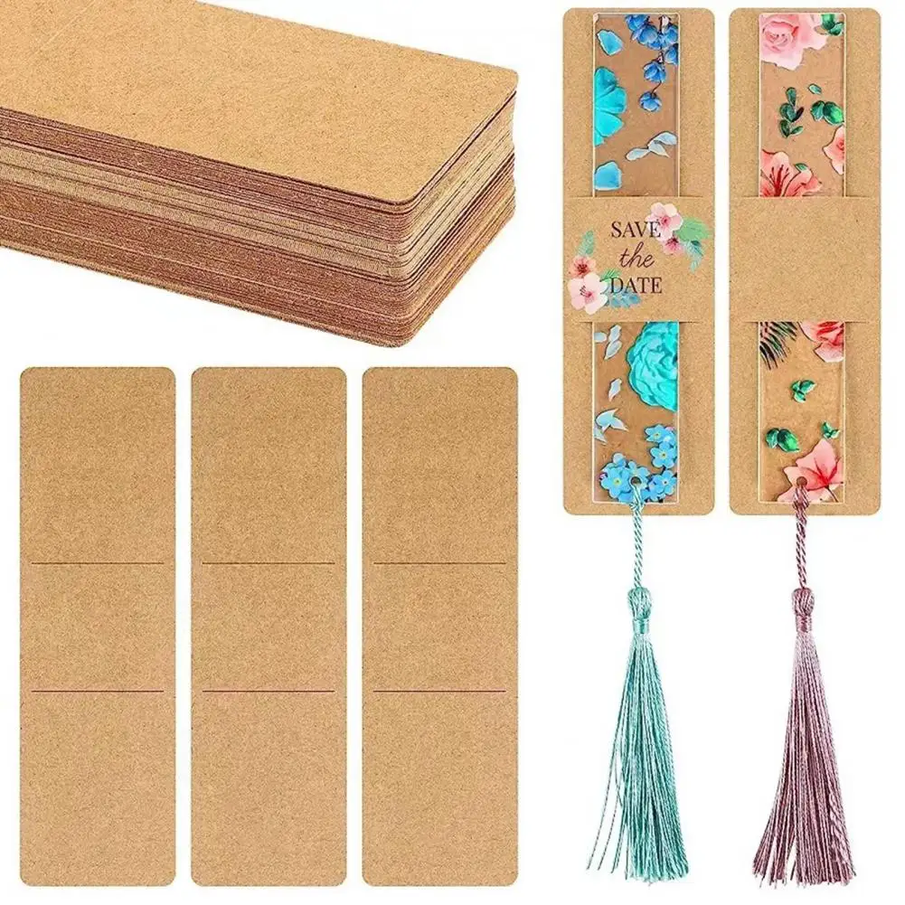Bookmark Holder 50Pcs Kraft Bookmark Sleeves Resin Bookmarks Blank Display Cards for Business Wrapping Birthday Gift