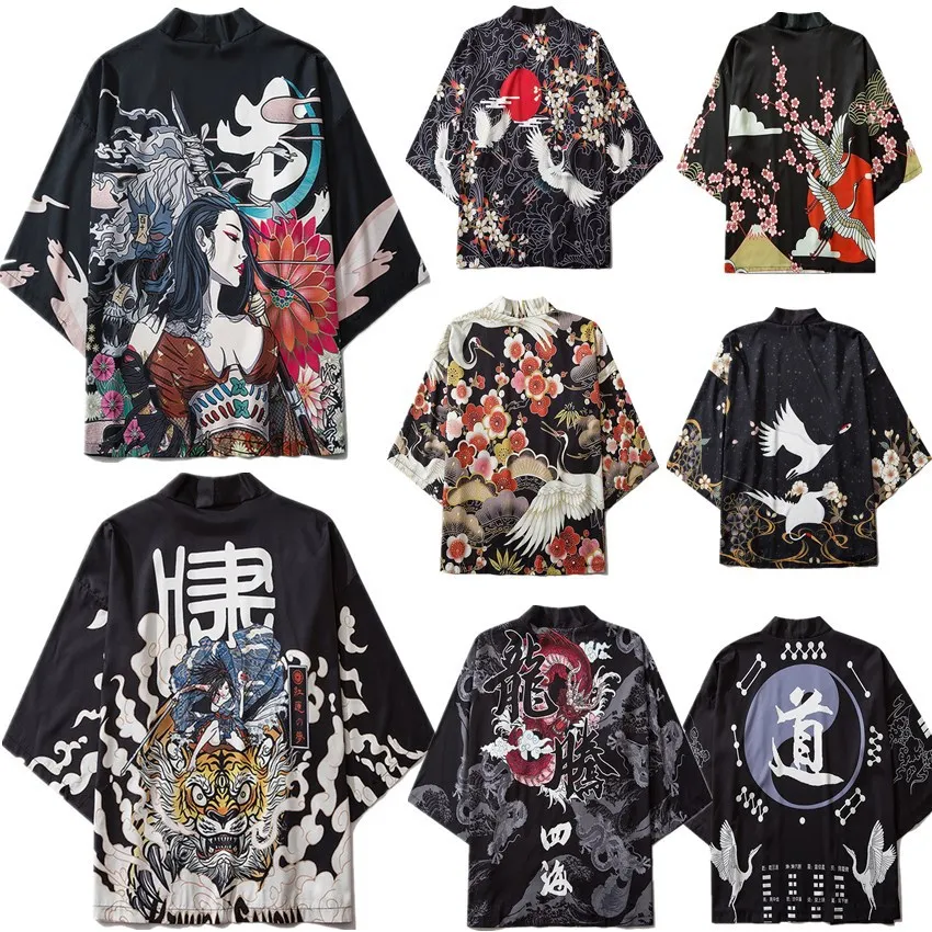 

Color Cosplayer Vintage Kimono Haori Cloak Dragon Totem Cosplay Costume Men Top Japanese Style Cardigan Loose Jacket Summer