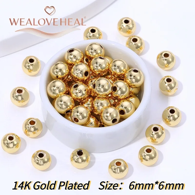 2-6mm 14k vergoldete glatte runde Kugelperlen aus Goldmetall, Trennperlen, lose Abstandshalterperlen für DIY-Schmuckherstellung. – Detail 26