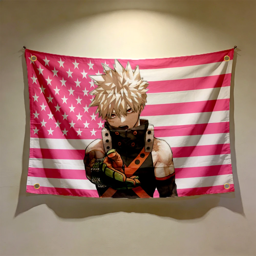 Wohnaccessoires Bakugo Katsuki Lustige Flaggen Wandteppich Wandflagge im persönlichen Design für Schlafzimmer Y2k Outdoor-Dekoration Wandteppich – Detail 3
