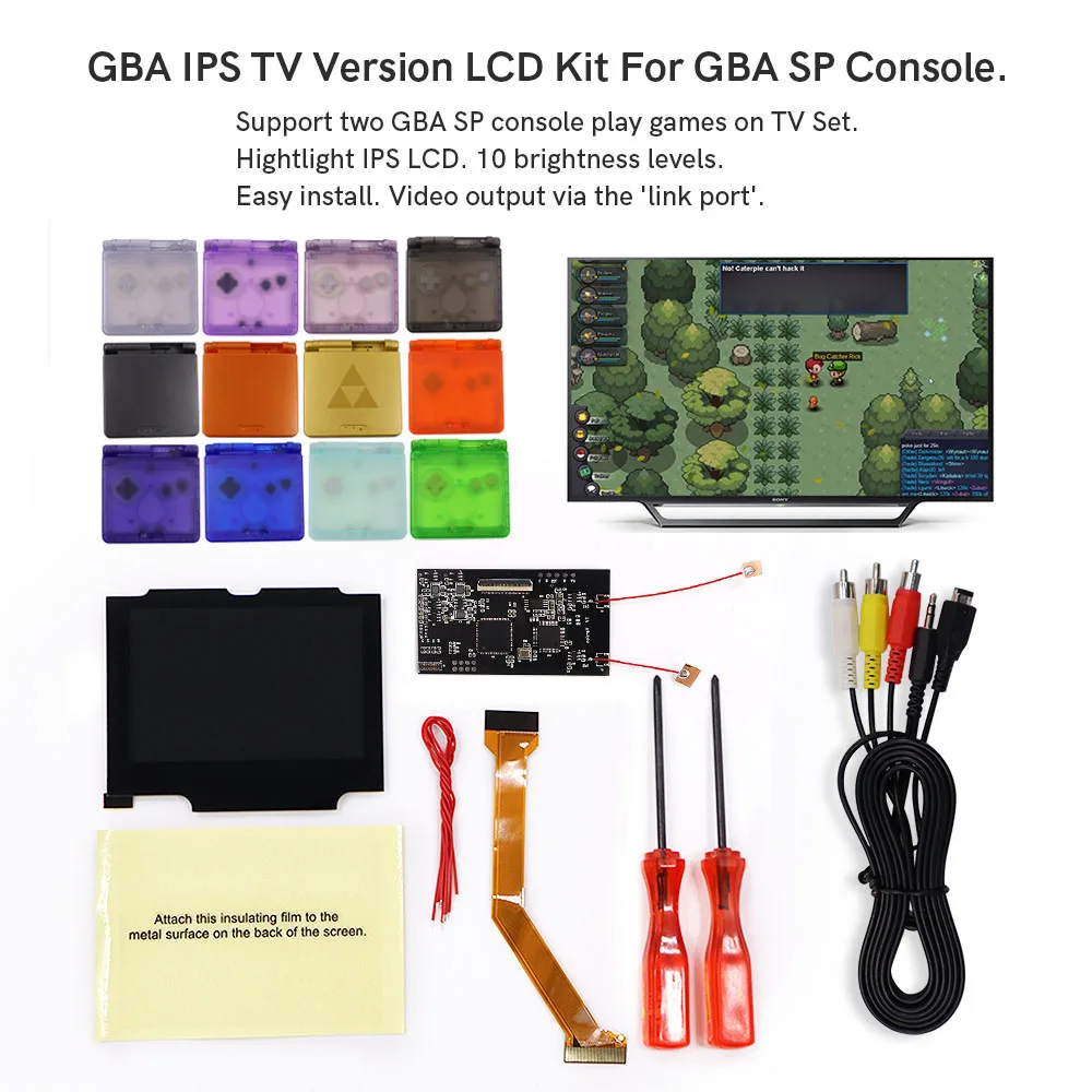 Versão tv Faça Você Mesmo 3.19 Polegada Gba sp Ips Backlight Lcd tv Função com Composto de Vídeo Cabo av para o Jogo Menino Advance sp Console v3