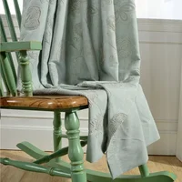 1PC Cotton Linen Embroidery Curtain Wind Embroidery Blackout Living Room Bedroom Simple Fresh Curtain Pastoral High-end Light 1
