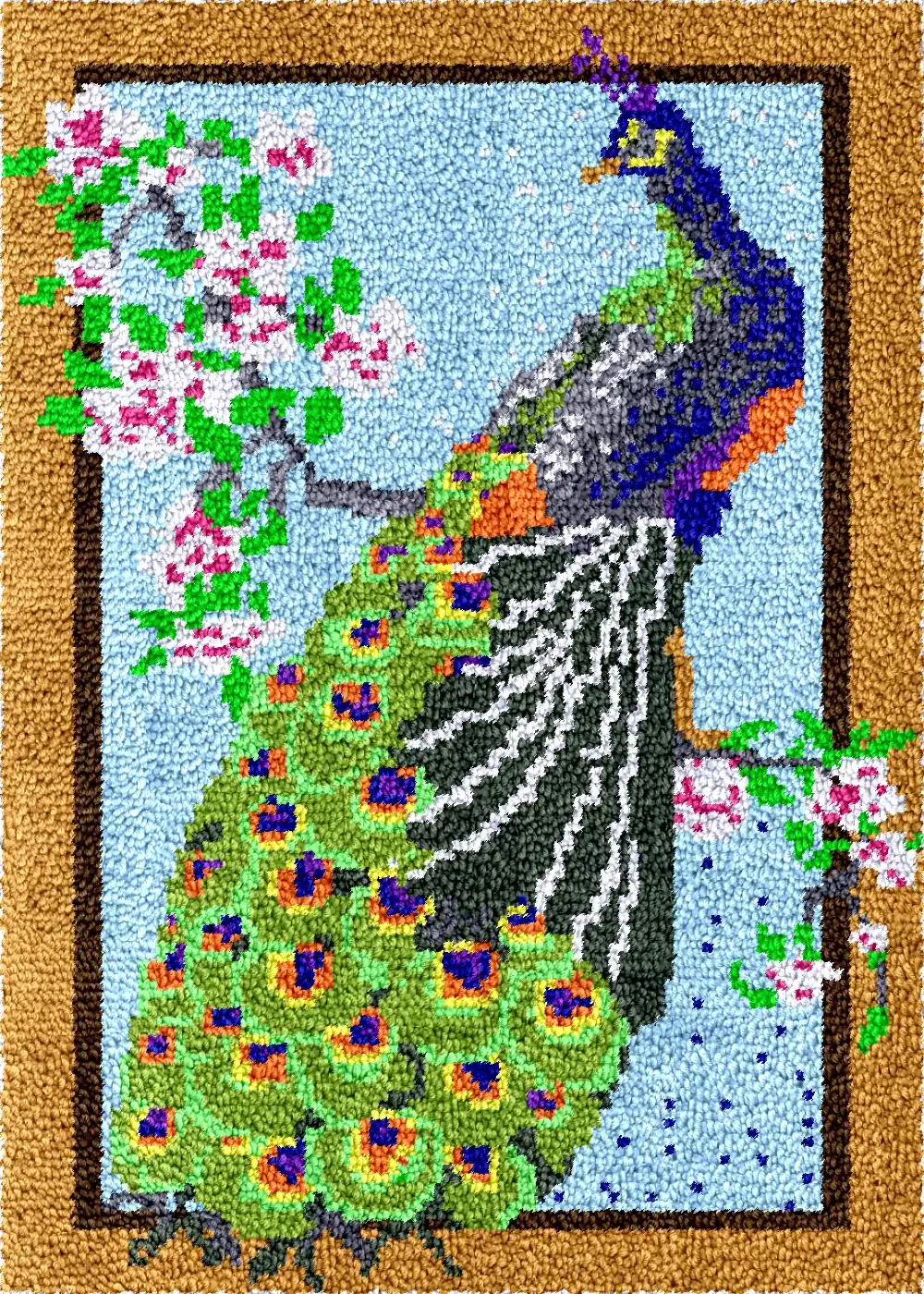 Con Motivo Stampato Peacock Latch Hook Kit Tappeto Making Mat Decorazione Della Casa Adulti Artigianato Tappeto Ricamo Borse Fai Da Te Arazzo