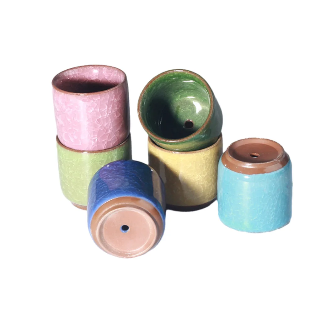 

6pieces Eye-Catching Flower Pot Containers For Favorite Plants Christmas Etc Ceramic Flower Pots Vases Basin Vanilla