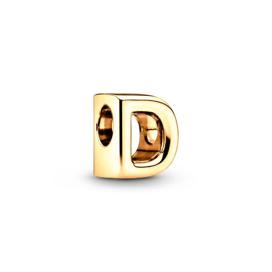 Gold Plated Polished Letter A-Z Alphabet Charm Bead Fit Original Silver 925 Pandora Bracelet Necklace DIY Jewelry Women