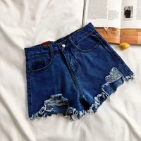 Korean Denim Holes Shorts For Women  Fashion High WaistWide Leg Short Jeans Female Designer Casual Street Short 2025 New Trend - Image 3