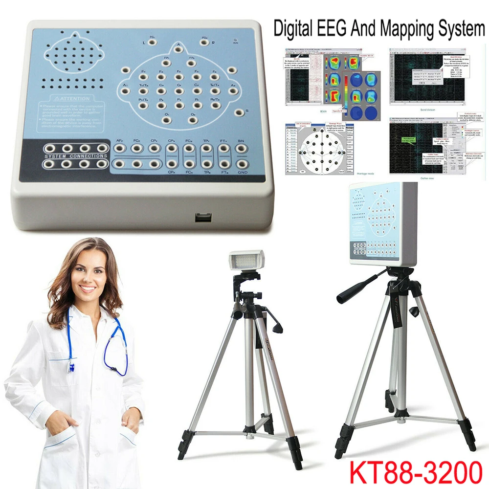 CONTEC KT88-3200 Digital EEG Machine 32 Channel Brain electric Activity Mapping System Breath+PC software+2 bracket
