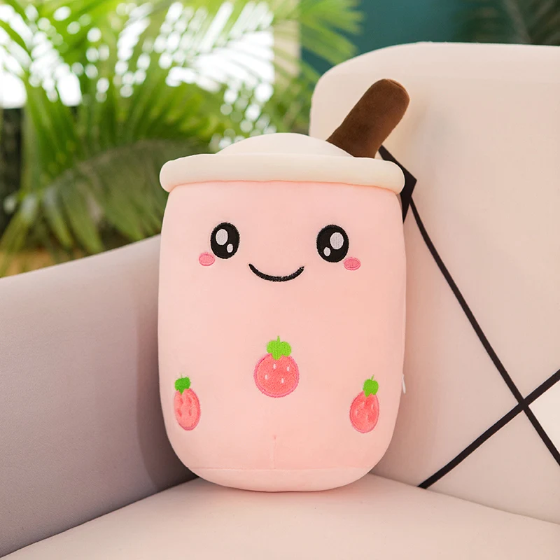 Peluche Boba Kawaii para decoración de habitación, juguete de peluche con forma de té de burbujas, helado relleno, comida, té con leche, cojín suave para abrazar, regalo de cumpleaños para niños