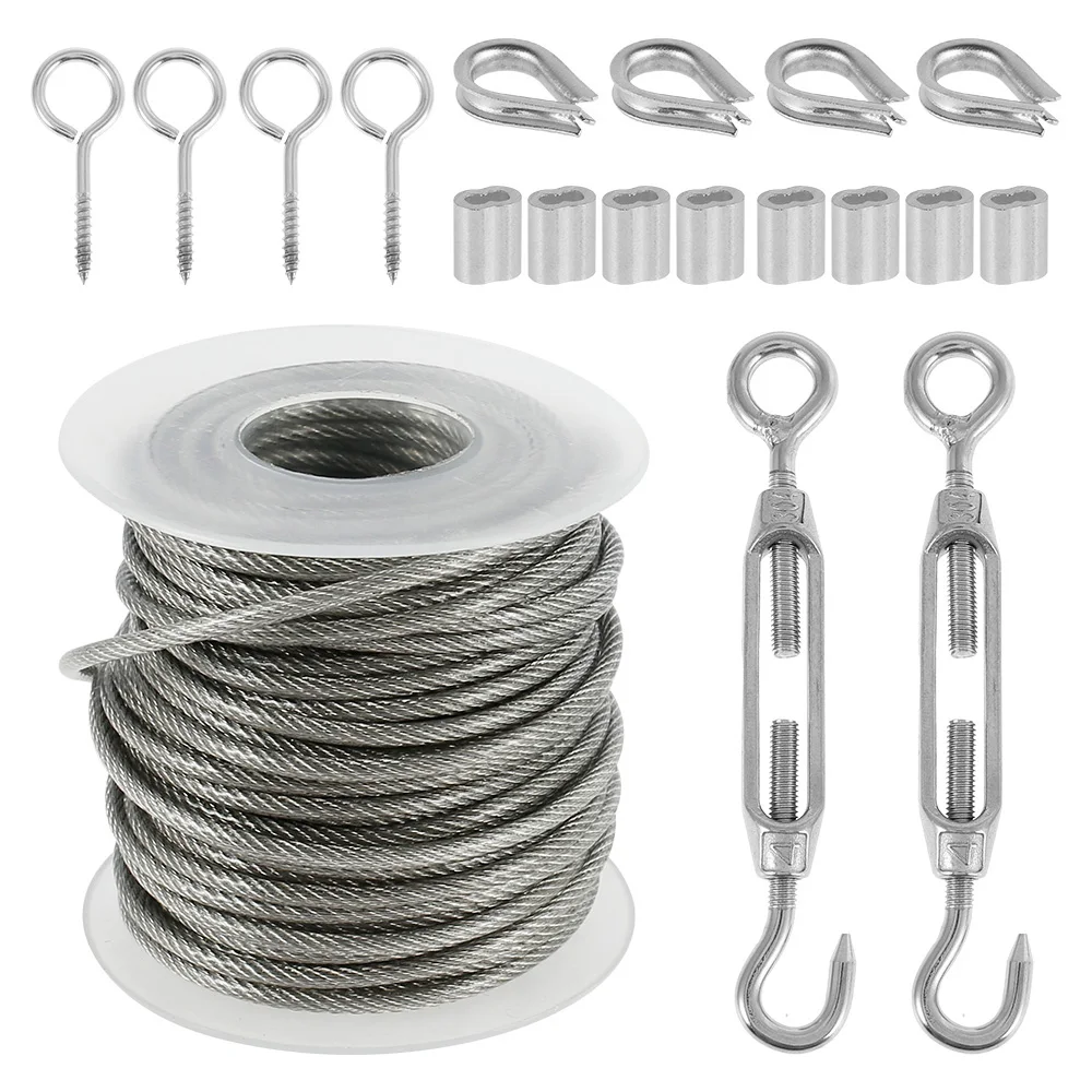 Stainless Steel Cable Rope Kits 15mm Cable Railing Kit Wire Roller Shutter Kit for Outdoor Tent Garden Fence