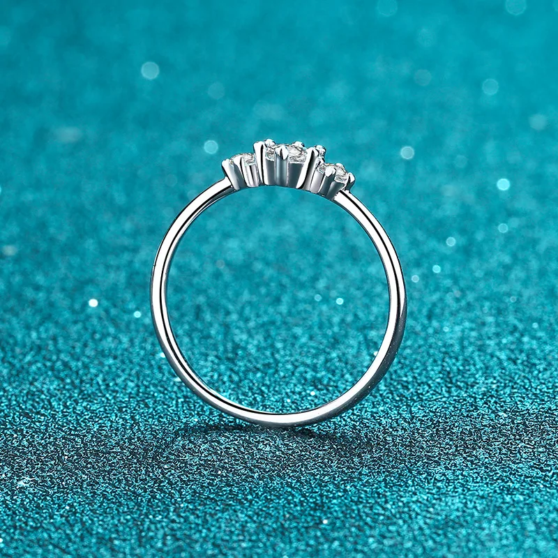 JECIRCON Women Ring 925 Sterling Silver Plated PT950 Gold Fashion Internet Celebrity Ring 6 Claws Moissanite Jewelry Wholesale
