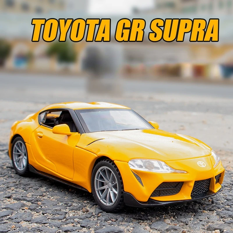 1/32 Scale Toyota GR SUPRA Alloy Sports Car Model Diecast Toy Vehicles Simulation Sound Light Childrens Toys Gift Miniauto 1 32 scale coaster government alloy diecast metal car affairs bus simulation model sound light toys vehicle collection
