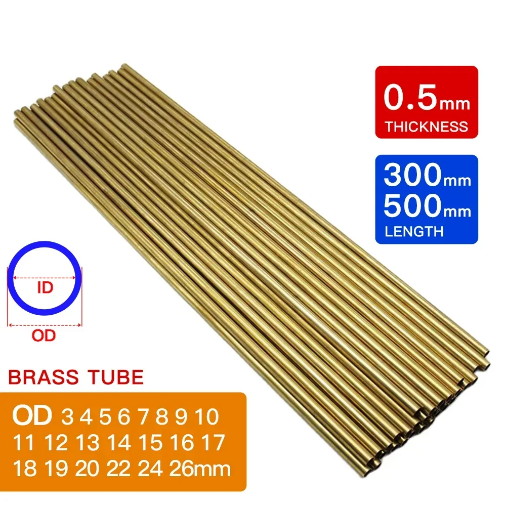 Brass Tube Pipe Model Tubing Round outside 2mm 3mm 4mm 5mm 6mm Long 300mm  Wall