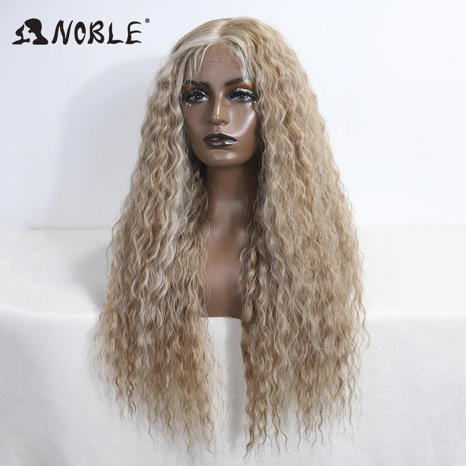 Noble Lace Front Wig Cosplay Curly Wig 30 Inch Lace Part Baby Hair For Women Blonde Synthetic Front