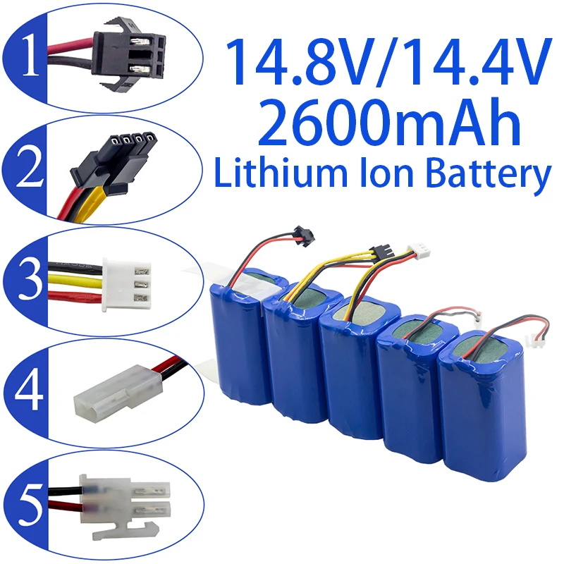 

New 18650 14.8V/14.4V 2600mAh Lithium Ion Battery Pack,For ILIFE A4 A4s V7 A6 V7s Robot Vacuum Cleaner Rechargeable Battery Etc