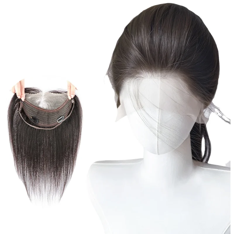 Strap Lace Human Hair Topper For Women Invisible Forehead Hairpiece Free Parting Topper For Thinning Hair  Cover Grey Hair