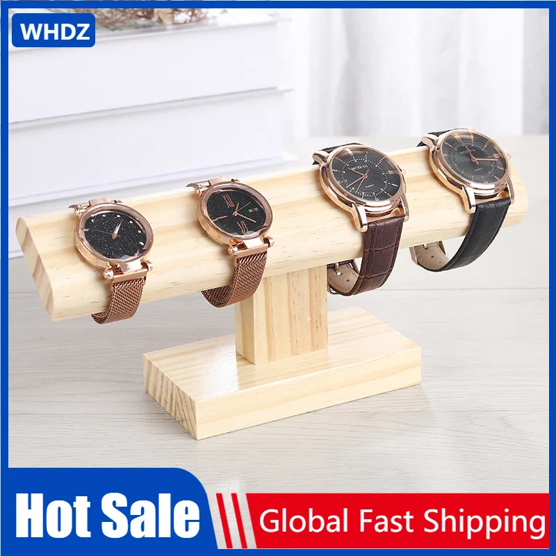 Distressed Vintage Bracelets Watches Head Rope Hair Tie Storage Rack, Light Wooden Jewelry Display for Exhibition