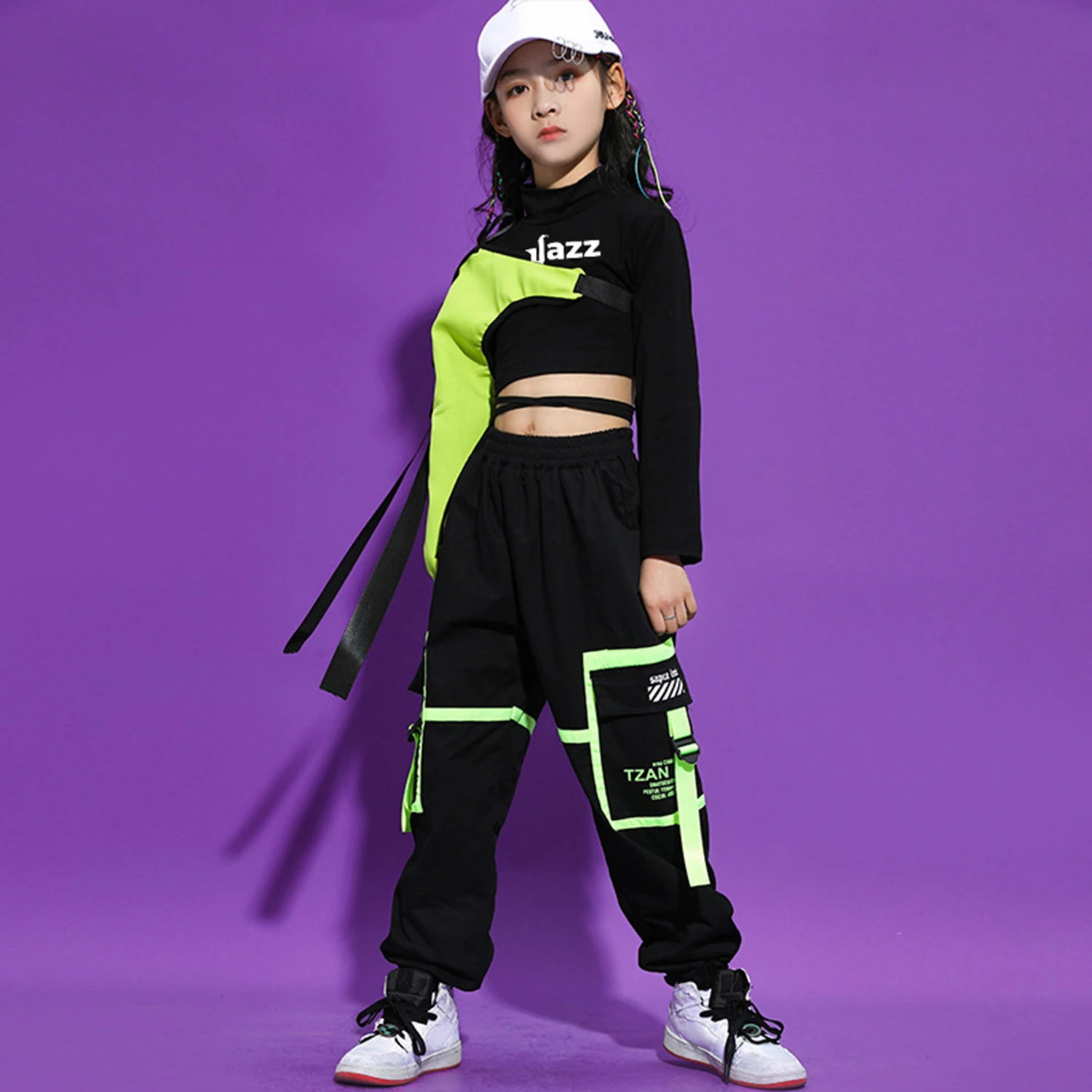 LOLANTA Girls Hip Hop Dance Clothes 3PCS Crop Top Cargo Pants Sets Active Outfits 4-16Years kids clothing set girls clothing set