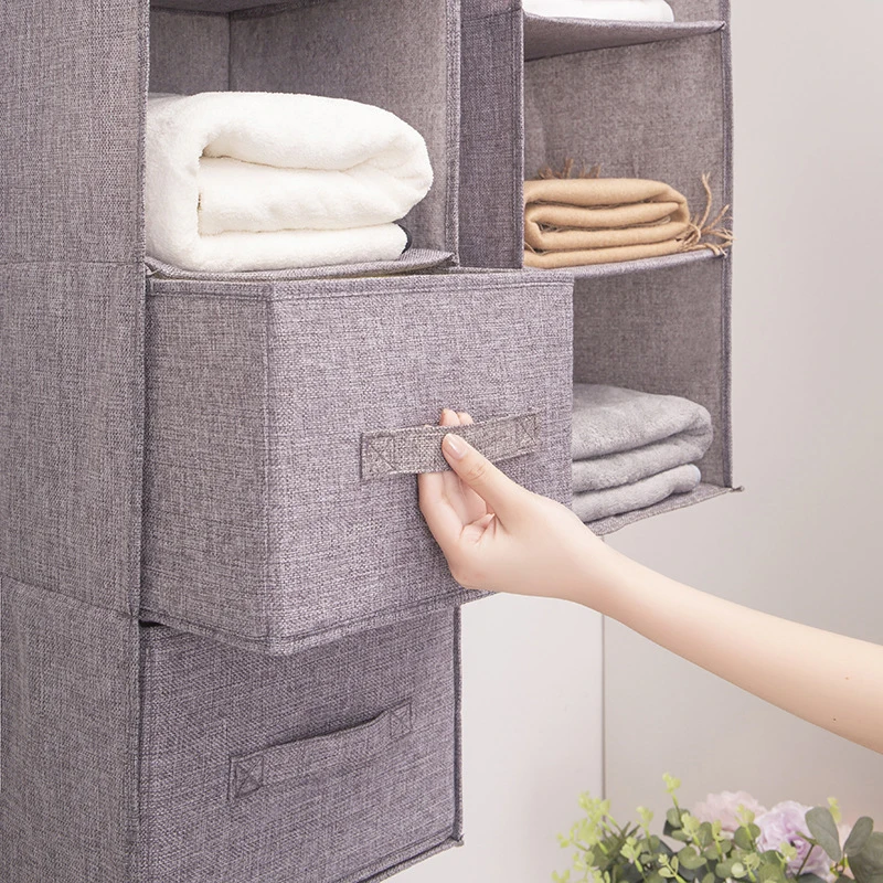 Portable Wardrobe Hanging Storage Bag Drawer Style Washable Wardrobe Organizer Box