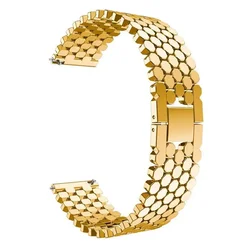 Luxury 22mm Stainless Steel Smartwatch Strap Bracelet - 22mm Universal (Gold)