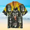 Trendy Cool Fashion KISS band Shirts Beach Party 3d Printing Hawaiian Shirt unisex Short Sleeve Oversized Blouse Lapel Shirt 6