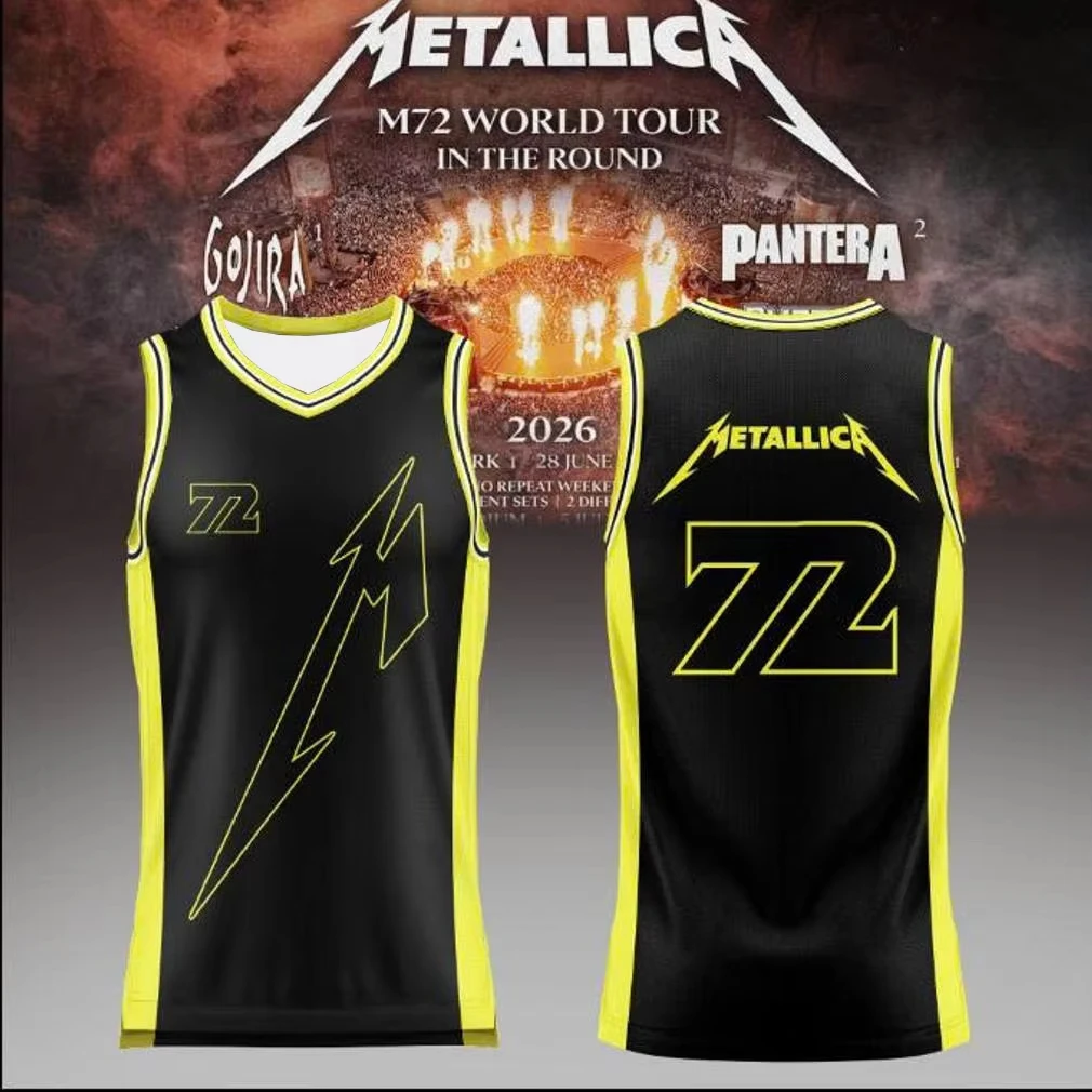 Metallica M72 World Tour 2026 Basketball-Trikot, Sommerweste für Herren und Damen, atmungsaktiv, schnell trocknend, passende Familienkleidung