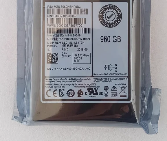 For 07FNRX 960G MZ ILS960B PM1633a 12Gb SAS SSD Solid State Drive