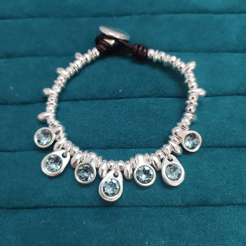 Exquisite European and American Original Fashion Electroplating 925 Silver Multiple Green Crystals Bracelet Elegant Jewelry Gift