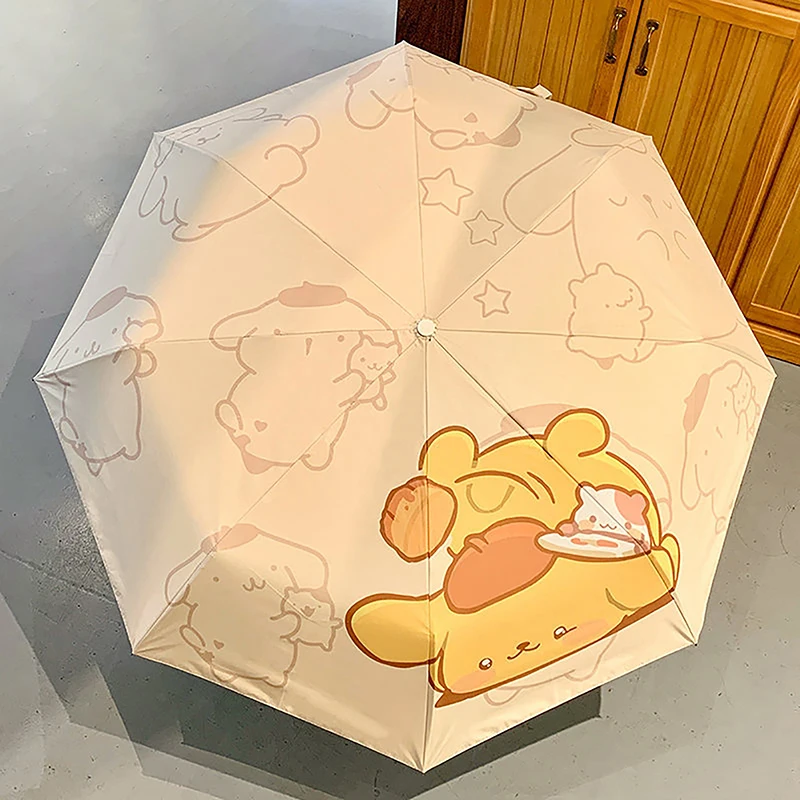

Automatic Umbrella Sun Umbrella Pudding Dog Folding Portable Three-fold Umbrella Rain Black Glue Bottom Layer Blocks UV Rays 137