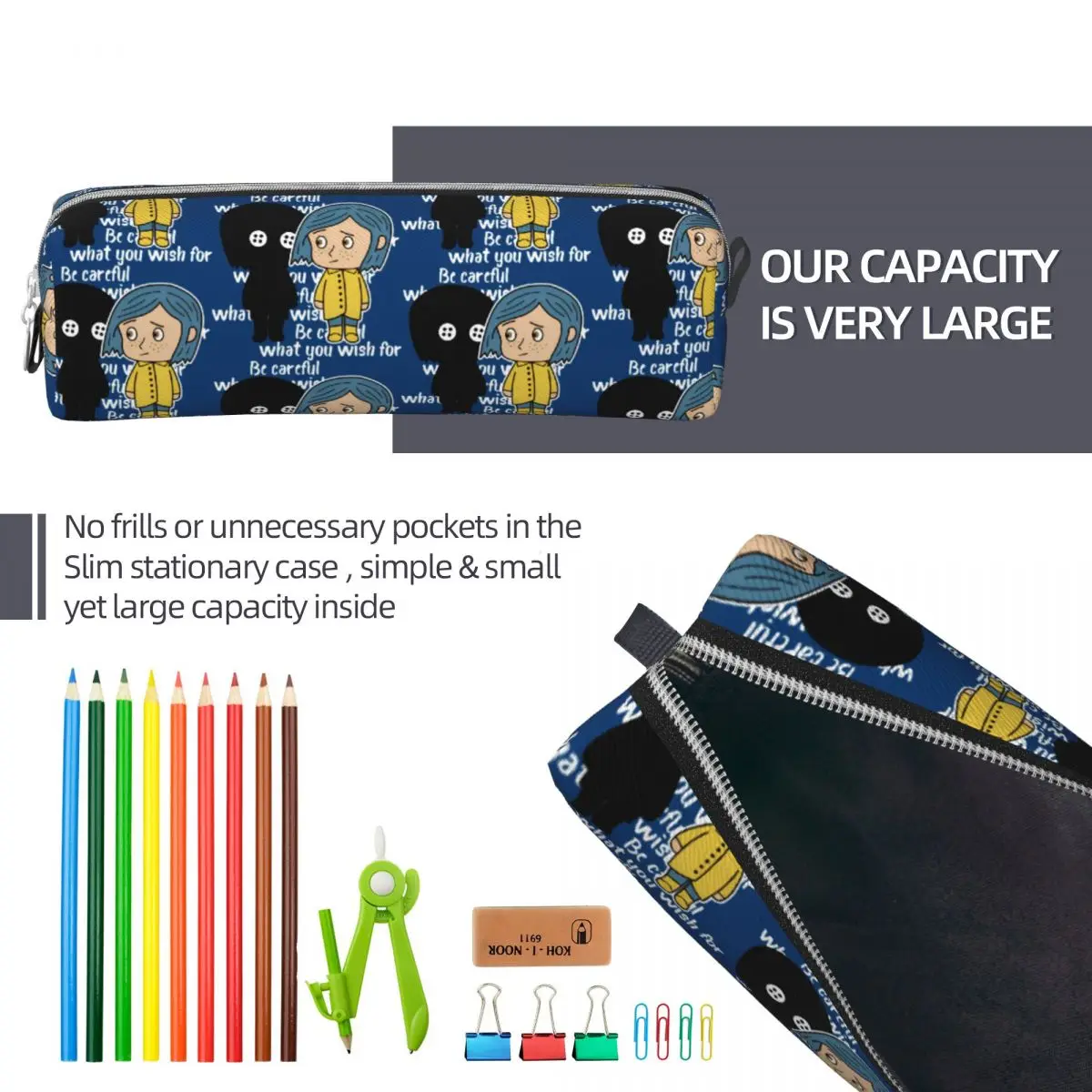 Coralines Cartoon Pencil Cases New Pen Bag Kids Big Capacity Office Gift Pencilcases