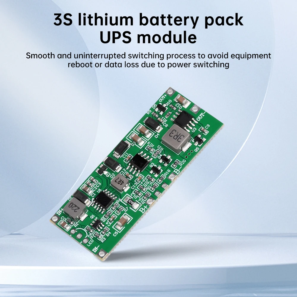12V 3A High Power Uninterruptible Power Supply Board 3S Lithium Battery Pack UPS Module Charging Discharging Automatic Switching