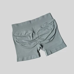 Seamless Women's Yoga and Fitness Biker Shorts - 4.5 Ribbed Band, Scrunch Butt Design - M(56.-62KG) (LightGray)