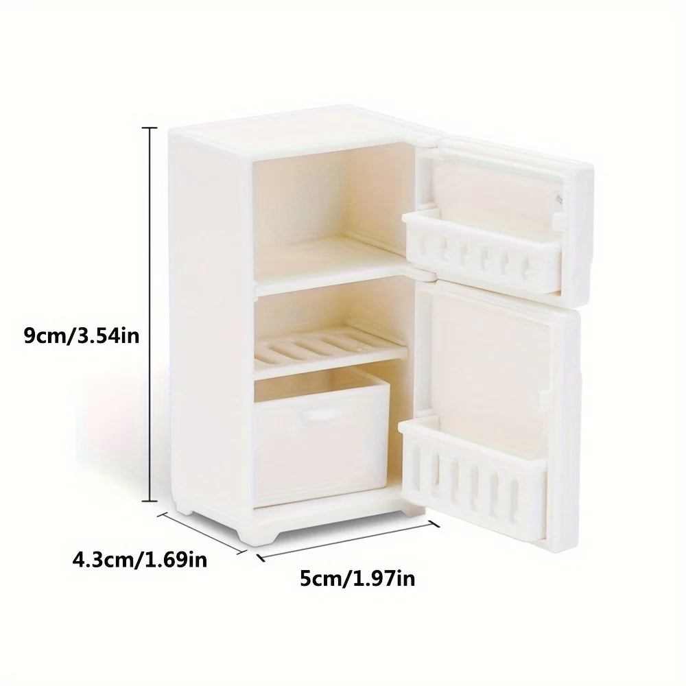 1Pcs Dollhouse Miniature White Refrigerator Mini Refrigerator Fridge Model Kitchen Furniture Accessories Pretend Play Food Gift