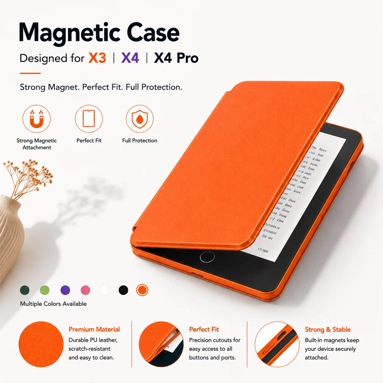 XTEINK Magnetic Slim Shockproof E-Reader Protective Cover - Strong Magnetic Design, Available in Multiple Colors