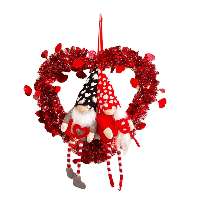 

New Valentines Day Wreath For Front Door, Artificial Heart Wreath, Valentine's Day Garland Decoration For Home Easy To Use