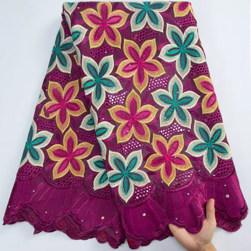 

Нигерийская швейцарская вуаль, кружевная ткань 2023, африканская вышивка, хлопковое кружево с камнями для вечерних платьев, шитье S3185