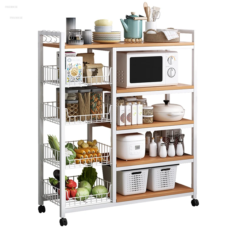 

Trolley Kitchen Storage Racks Floor Multi-layer Removable Fruit and Vegetable Basket Storage Rack Dishes and Pots Storage Rack