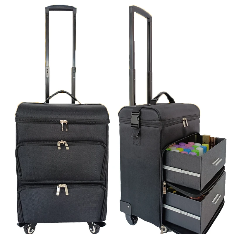 CanvasTravel büyük kapasiteli profesyonel makyaj bavul güzellik sanatçı  manikür arabası bagaj kadın haddeleme valiz - AliExpress