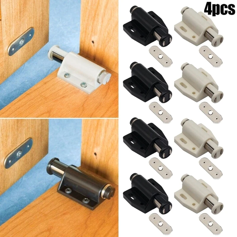 Magnetic Door Catch Push Open Magnetic Touch Latchs Plastic Soft Close Strong Spring Loaded Closure Pack