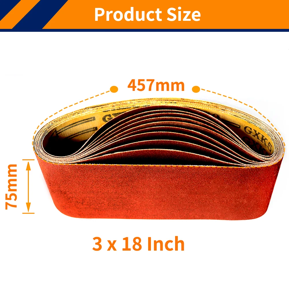 MENZER Red Bandas De Lija, 610 X 100 Mm, P. Lijadoras De Banda Manuales, Corindón Normal (10 Pz.) G100