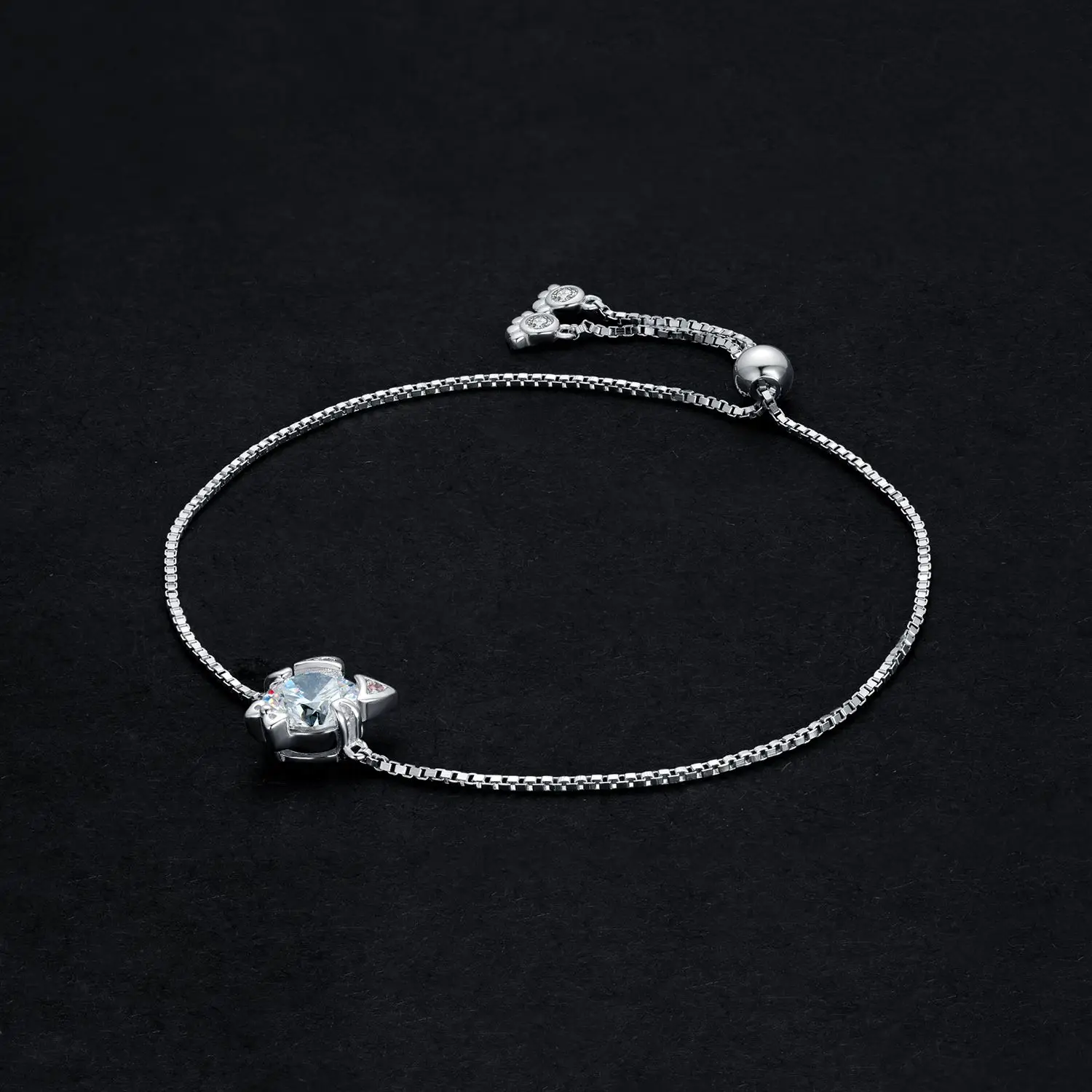 JewelryPalace 새로운 도착 사랑 고양이 1.7ct 라운드 보석 조절 링크 팔찌, 여성을 위한 고급 보석 선물