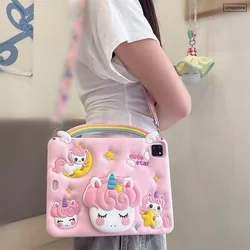 Cartoon Kids Silicone Handle Stand Cover for MatePad SE 11 inch (01 Moon Unicorn)