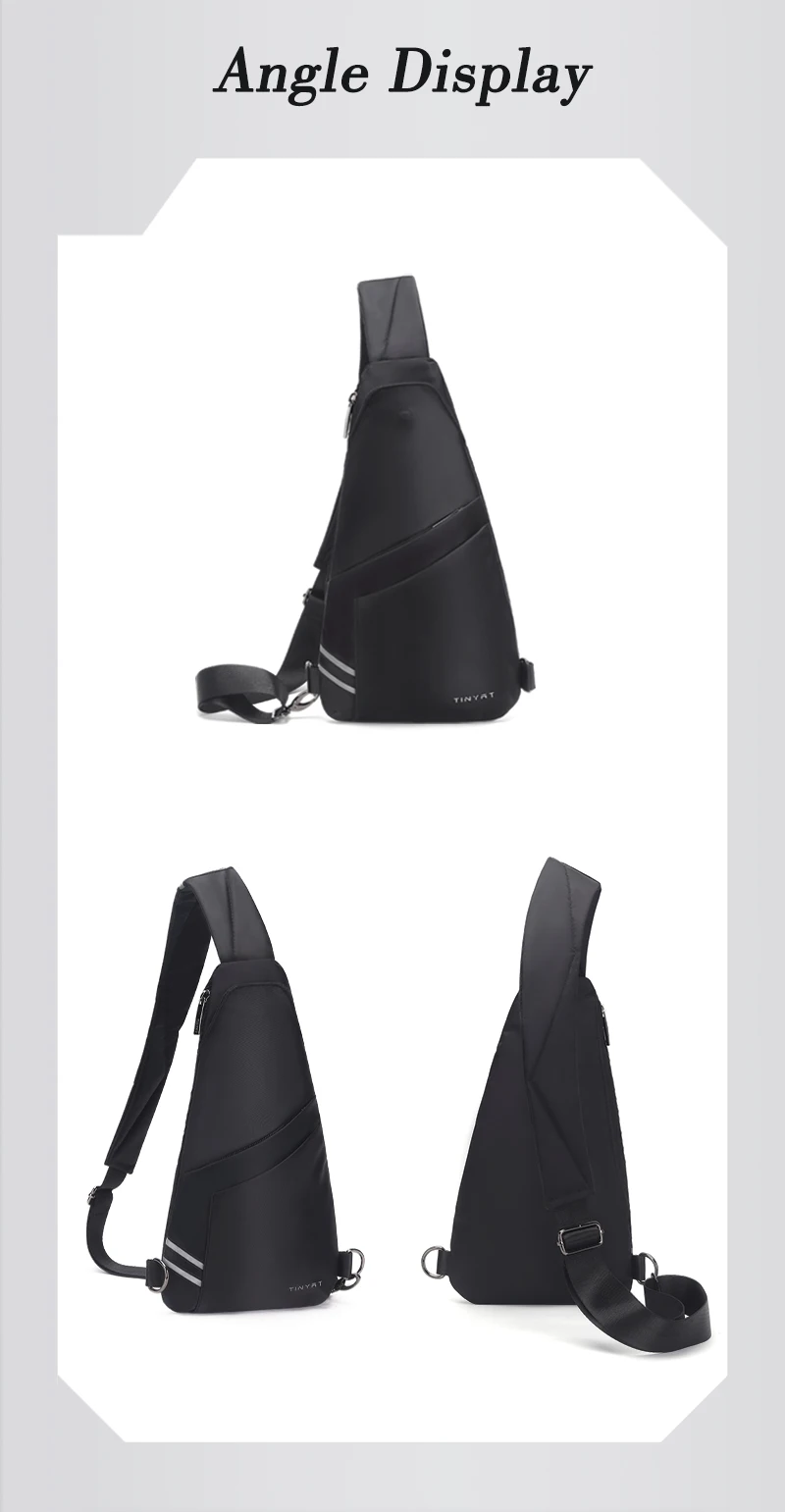 TINYAT Taktische Brusttasche für Herren, schwarz, schmal, Canvas, Umhängetasche für Fitnessstudio, Motorrad, Reisen, Wandern, Camping, langlebig und leicht – Detail 9